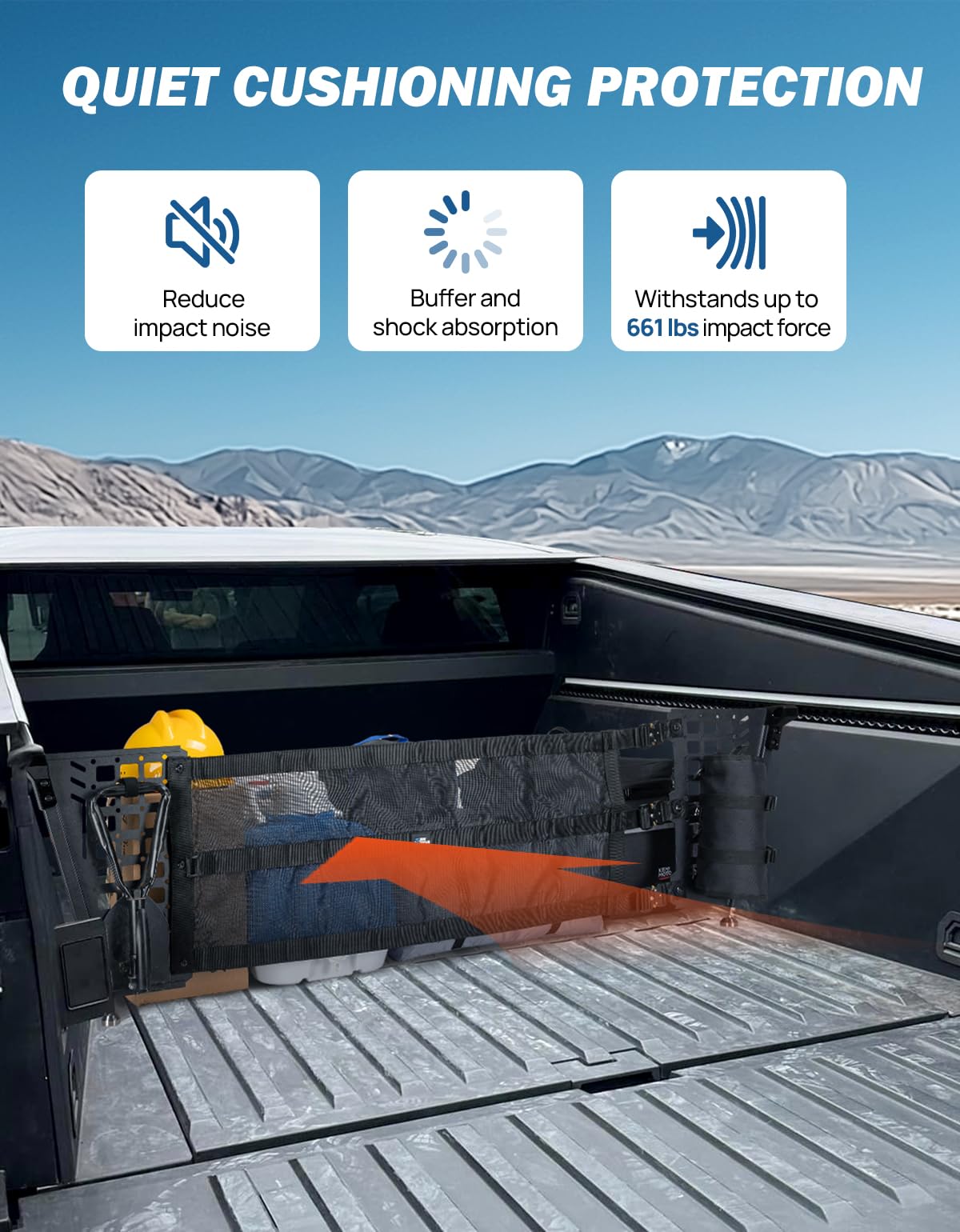 JOYTUTUS Truck Bed Divider Compatible with Cybertruck 2025 2024 2023 Cargo Divider Organizer Steel Molle Panels with Cargo Divider Net Cybertruck Accessories