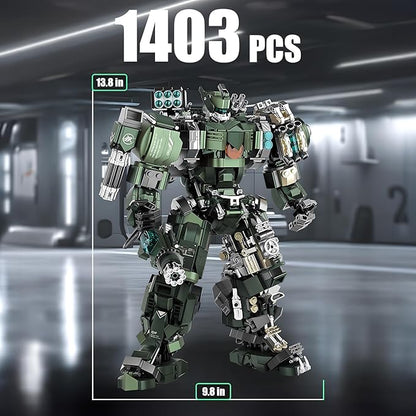HIGH GODO Mech Building Blocks Set for Adults Motorized Robot Model Building Kit with Multiple Weapons Hard Core Industrial Style Collectible Gifts for Man Teens Ages 14+ (1403 Pieces)