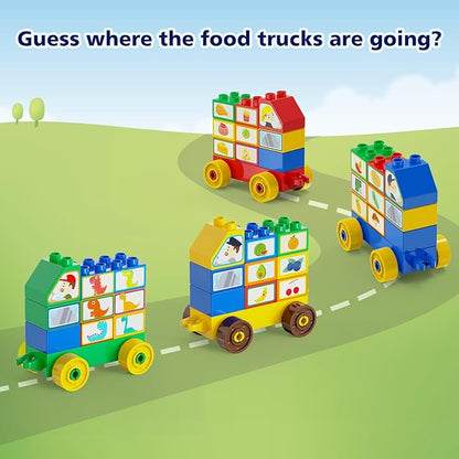 Building Blocks for Toddler 2-5| Stacking Toys with 4 Cars Learning and STEM Fun Montessori Toys| Educational Blocks Age 3+ for Kids Boys &amp Girls Birthday Compatible with All Major Brands