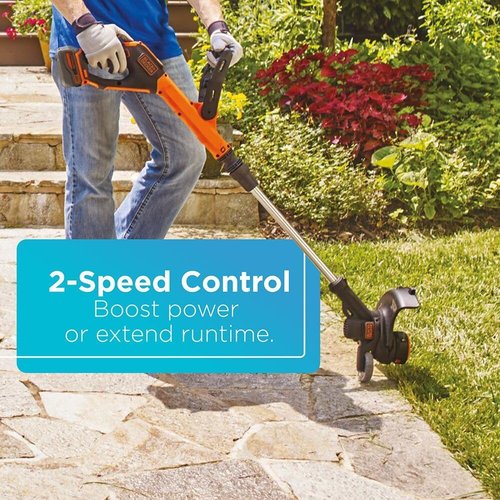BLACK+DECKER 20V MAX String Trimmer & Edger - EasyFeed Weed Wacker with 12-Inch Cutting Width & 2 Speed Control, Battery Included