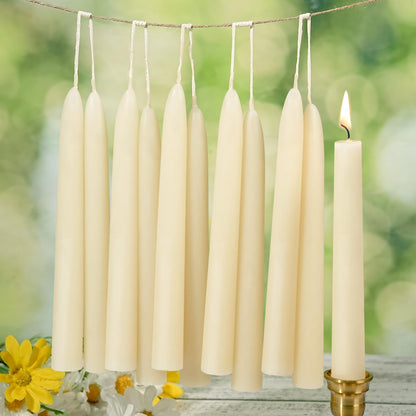8 in Beeswax Taper Candles,8 Pack Dripless Pure White Beeswax Candle Sticks,8 Hours Long Burning Natural Bees Wax Candles for Home,Unscented Smokeless Tapered Candlesticks for Dinner