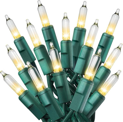 PREXTEX 50 Count Clear Christmas Tree Lights - 10 ft Warm White String Lights for Indoor/Outdoor Decor