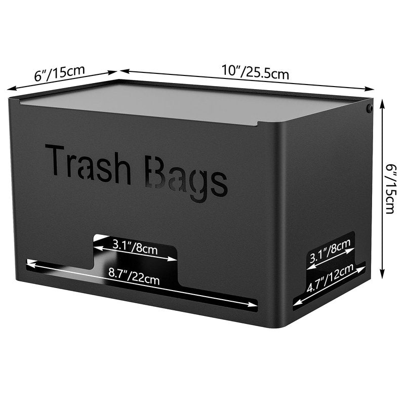 STWWO Large Trash Bag Holder Dispenser, Metal Garbage Bag Dispenser Roll Holder, Kitchen Trash Storage Organizer for Under Sink, Wall Mounted or Freestanding, Black