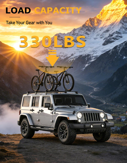 Tuyoung Roof Rack Cross Bars Wrangler - 330 lbs Lockable Crossbars 3PCS Fit for Jeep Wrangler JK JL Gladiator JT 2007-2026 with Metal, 2 & 4 Door Heavy Duty Aluminum Rooftop Kayak Luggage Racks