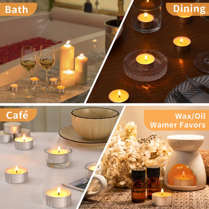 100 Pcs Soy Wax Tealight Candles,100% Natural- 6 Hours Long Burning Soy Tea Lights Candle, Paraffin-Free/Unscented Tea Candles for Party, Home, Wedding, Emergency
