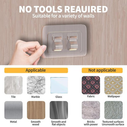 IFLOH Hooks for Outdoor String Lights Clips: 100Pcs Heavy Duty Cable Clips with Waterproof Adhesive Strips for Hanging Christmas Light - Outside UV-Resistant Clear Sticky Cord Holders Rope Organizer