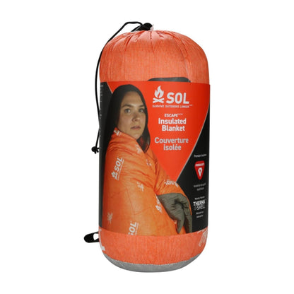 S.O.L. Survive Outdoors Longer SOL Escape Insulated Blanket - Primaloft Adventure Blanket - Durable & Water-Resistant - Reflects Up to 70% Body Heat - Outdoor Survival Gear - Camping Essentials