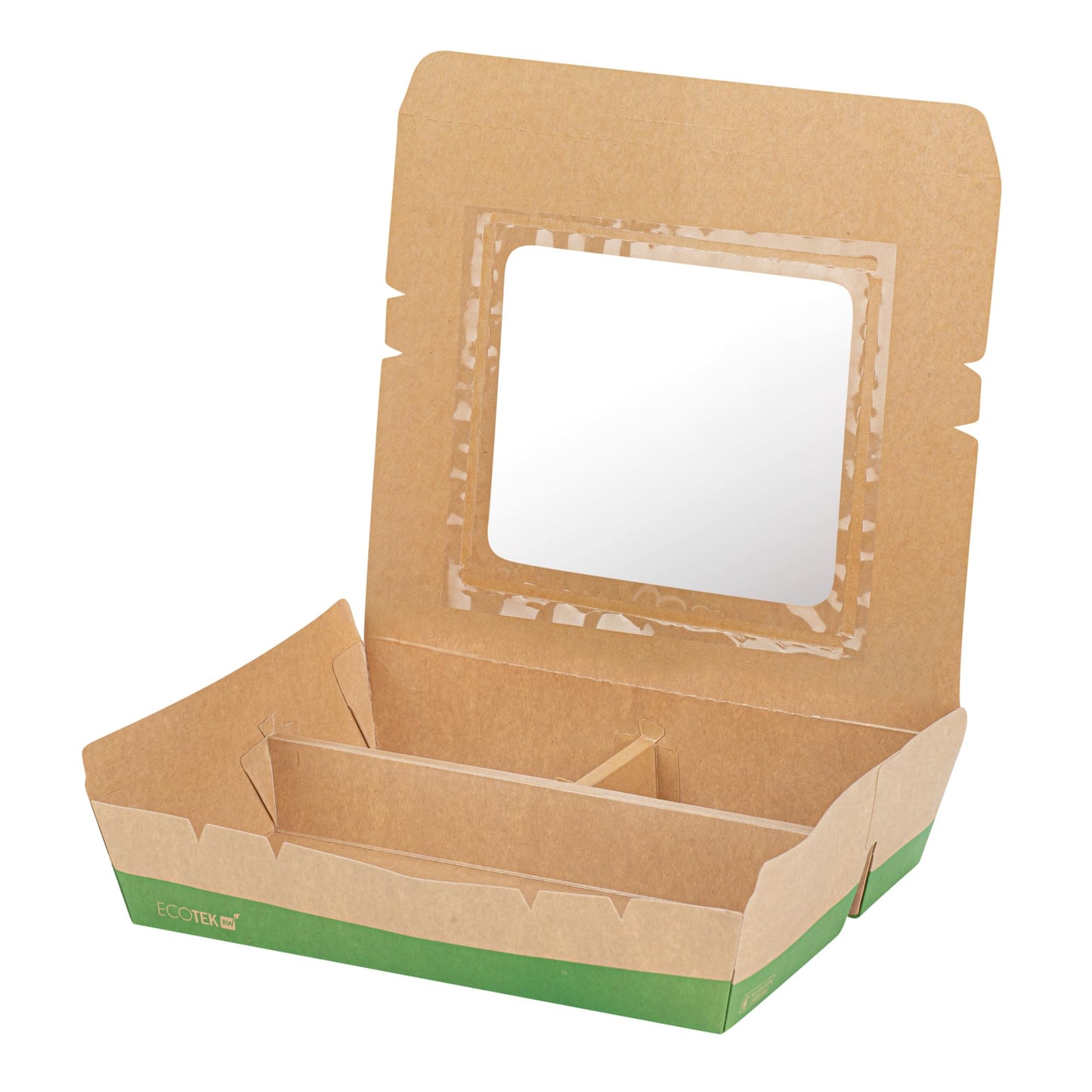 Restaurantware Paper Bento Box 100 Count 78 Ounces Paper Lunch Container Kraft Food Box, Greaseproof Disposable Three Compartment Meal Prep Box with Transparent PLA window