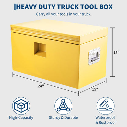 PrecisionAuto Truck Bed Toolbox Truck Tool Box Heavy Duty Steel Storage Cabinet Organizer Chest Jobsite for Pickup, RV, Trailer