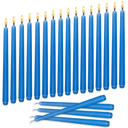 Blue Taper Candles, Set of 20 Unscented and Smokeless 10 Inch Taper Candles Long Burning, Paraffin Wax with Cotton Wicks for Burning Approxinately 7-8 Hours Time