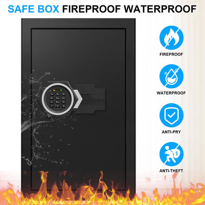 5.3 Cub Large Fireproof Safes for Home, Digital Home Security Safe Box Fireproof Waterproof with Combination Lock and 3 Removable Shelves, Anti-Theft Fire Proof Safe for Document Money Valuables