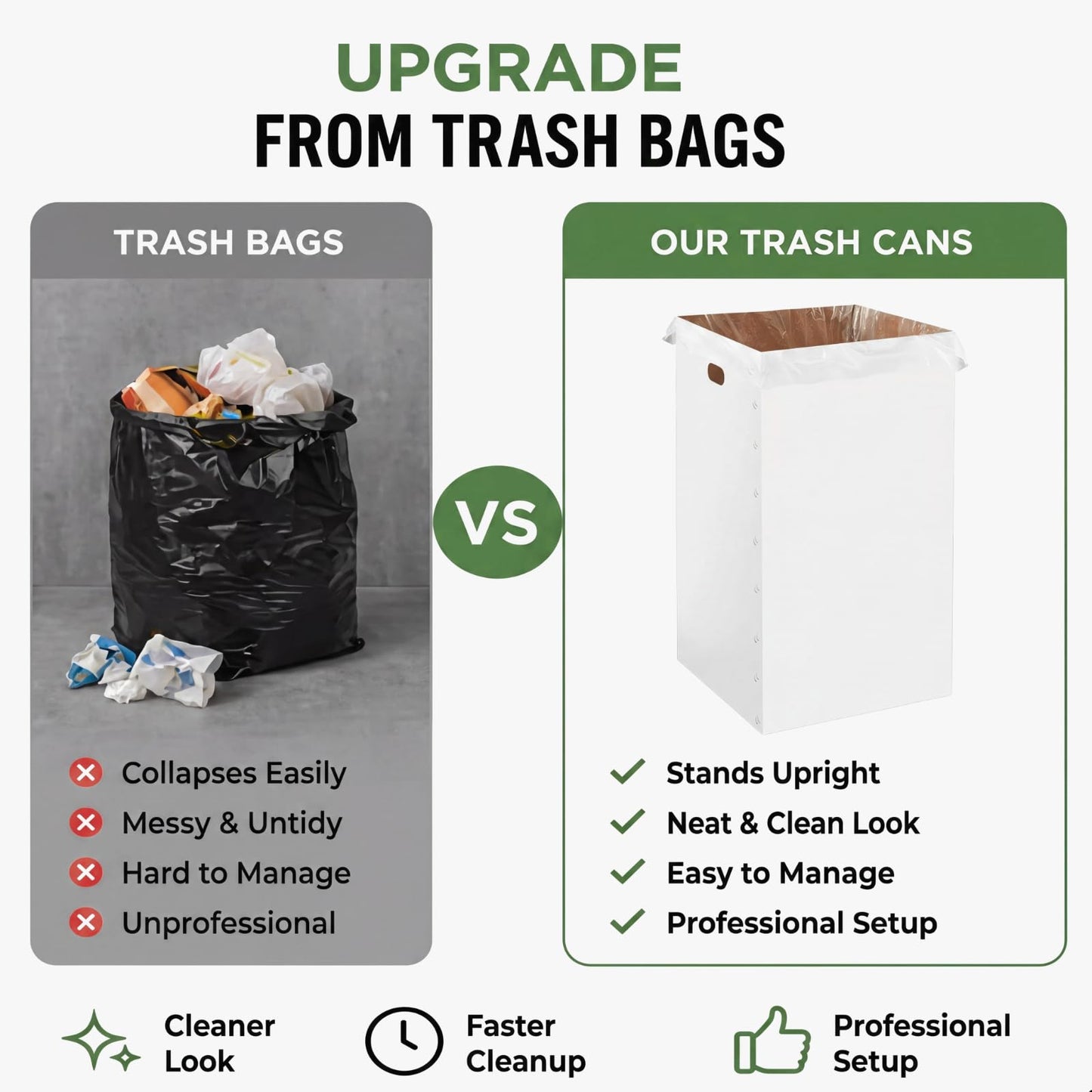 Nosiny 30 Pcs 50 Gallon Cardboard Trash Cans for Spring Events, Recycling Pop-up Corrugated Cardboard Bin with Trash Bag, Disposable and Reusable Garbage Container for Outdoor Wedding Birthday(White)