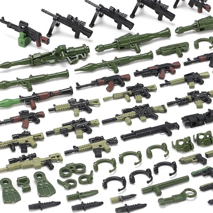 Military Weapons Pack with Shipping Cargo Container Army Equipment Helmet Armor 325Pcs Various of Military Accessories Building Block Toy Compatible with Major Brands Soldier Figures (Jungle Green)