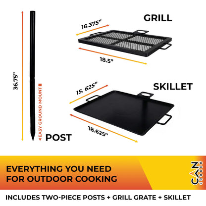 GameMaker Open Fire Cooking Grill – Portable Campfire Grill for Open Flame Cooking, Firepits, Outdoor Fire Rings & Camping – Heavy-Duty, Easy Setup & Adjustable Height
