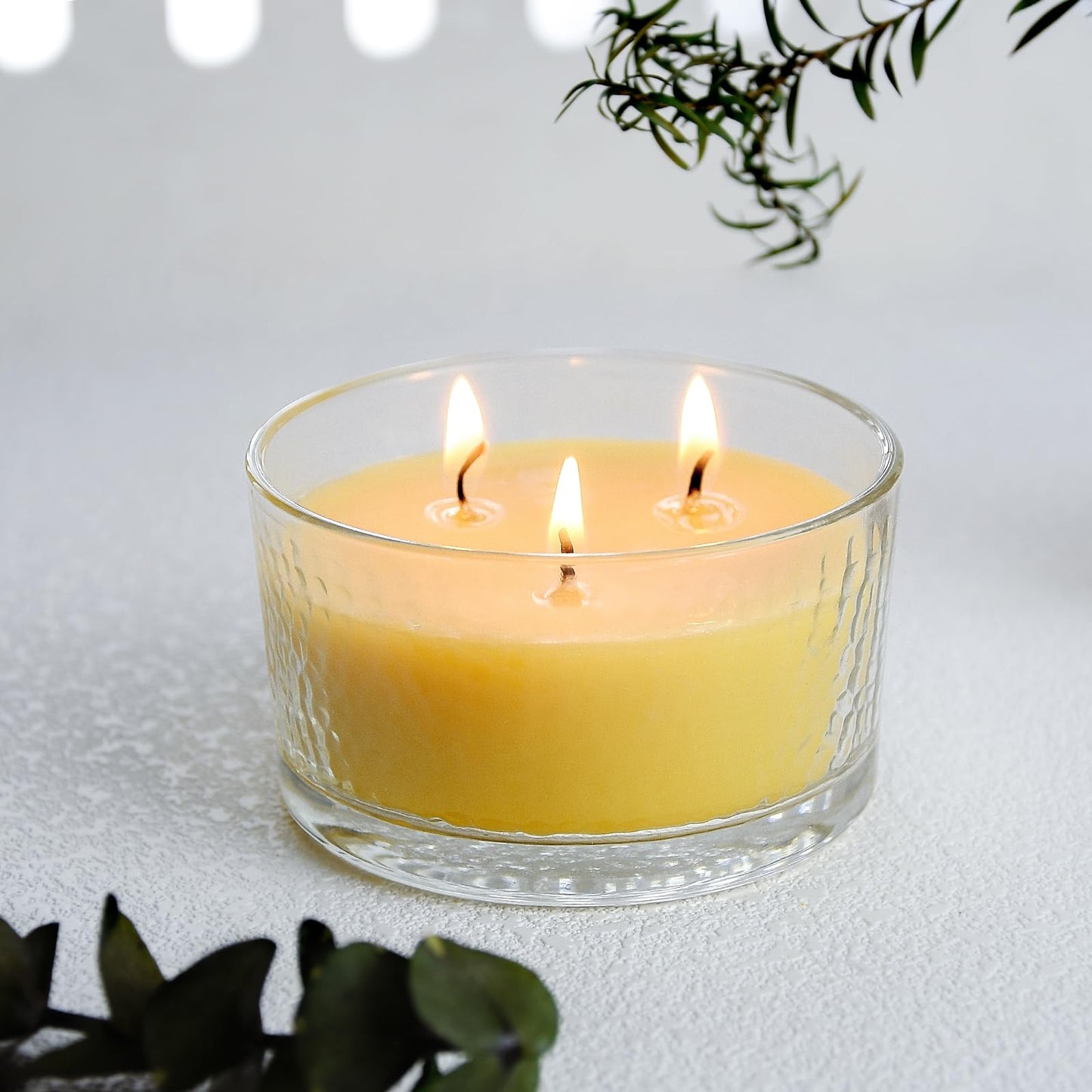 3-Wick Beeswax Candles, Pure Natural Handmade Beeswax Candles in Thick Glass Jars - Unscented Candles with 22-Hour Lasting