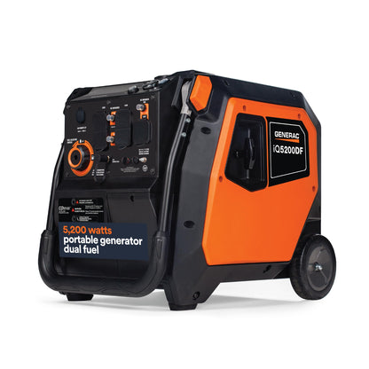 Generac 5,200-Watt Dual-Fuel Portable Inverter Generator - Gas and Propane Compatible - Quiet Operation - Clean, Stable Power - CA Compliant - Great for Home Backup, Camping, and RV Use