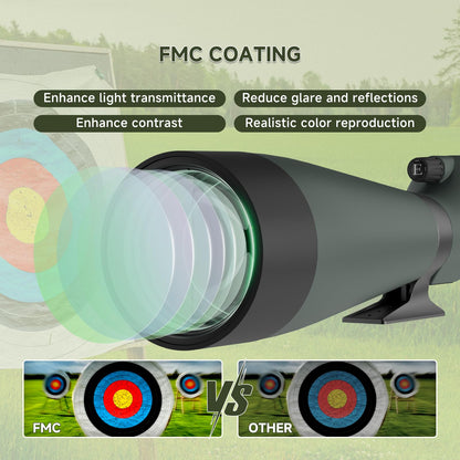 SVBONY SV28 100mm Angled Spotting Scope with SA411 Remote Shutter, 25-75x Spotter Scope with Tripod for Long Range Viewing, FMC HD Optics with Soft Carrying Case & Phone Adapter, Scopes for Shooting