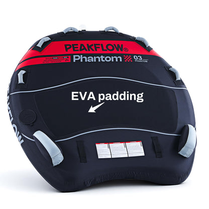 PEAKFLOW Towable Tube,Boat Tube,2-3 Rider Models,Tubes for Boating,PVC Liner and Full Nylon Cover,EVA Foam Pads and 6 EVA Handles,Swift Connect Rapid Boston Valve, 64x64Inches Inflated,Phantom Series
