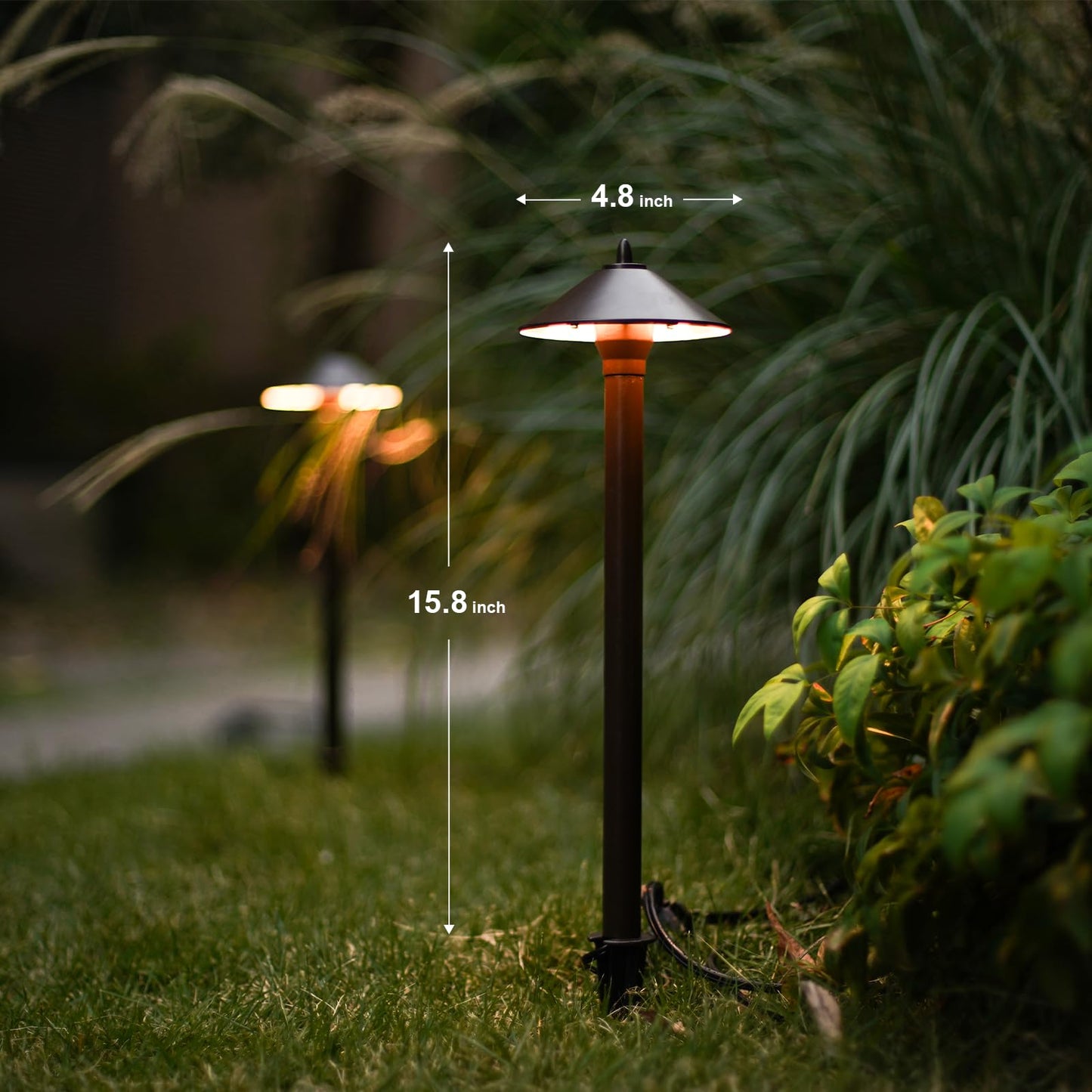 GOODSMANN Landscape Lighting Outdoor Low Voltage Landscape Lighting Kits 8PK Pathway Lights Wired 10W 25 Lumen 2700K Warm White Metal 12V Bronze Electric Sidewalk Walkway Lights with Cable Connectors