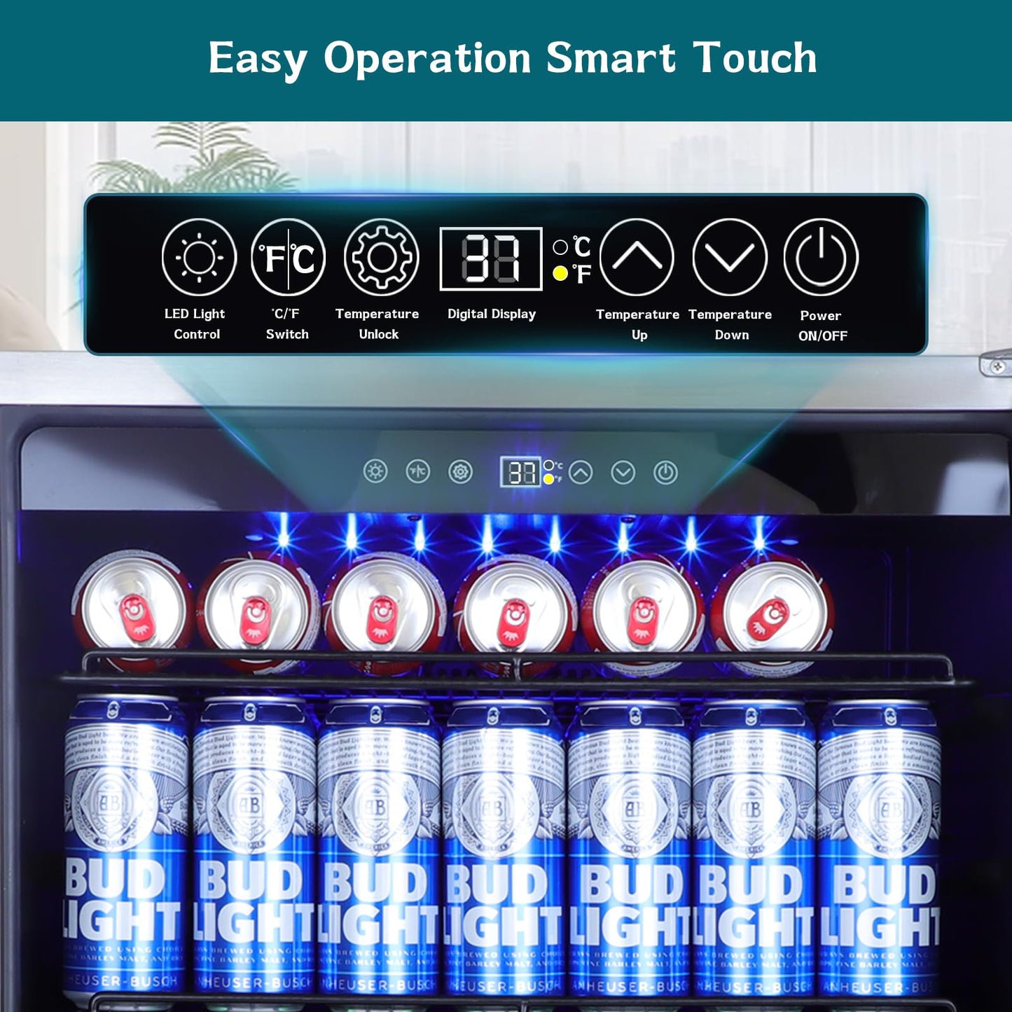 ORYMUSE 24" Outdoor Beverage Cooler Fridge - Undercounter Refrigerator, Stainless Steel Seamless Door - Holds 180 Cans, Powerful Cooling Compressor - Patio Kitchen, Commercial Use