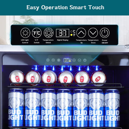 ORYMUSE 24" Outdoor Beverage Cooler Fridge - Undercounter Refrigerator, Stainless Steel Seamless Door - Holds 180 Cans, Powerful Cooling Compressor - Patio Kitchen, Commercial Use