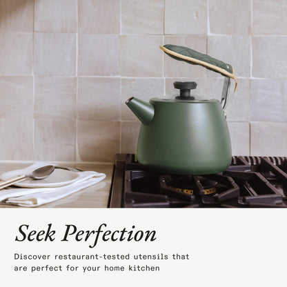 Made In Cookware - 2 QT Kettle - Willow Green - Stainless Steel - With Built-In Temperature Gauge - Includes Handle Sleeve - Induction Compatible