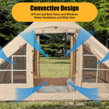 Inflatable Camping Tents with Hand Pump, Air Glamping Tents, Easy Setup Waterproof and Windproof Blow up Tent, 4 Seasons Oxford Cabin Tent with Mesh Window & Stove Jack. (13 * 10ft)