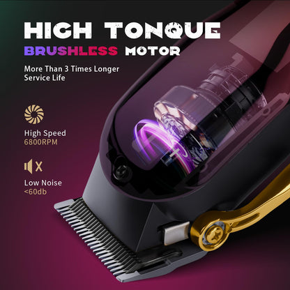 SUPRENT PRO Professional Hair Clippers for Men- Premium Barber Clippers with Brushless Motor- Rechargeable Haircutting Kit with DIY Customizable Casing- Gift for Men