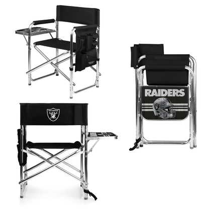 PICNIC TIME NFL Las Vegas Raiders Sports Chair with Side Table, Beach Chair, Camp Chair for Adults