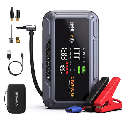 Jump Starter with Air Compressor, 8000A 160 PSI Portable Car Battery Jump Starter with LCD Display, 65W USB-C Fast Charging, All-in-One Emergency Jump Box for All Gas 14L Diesel