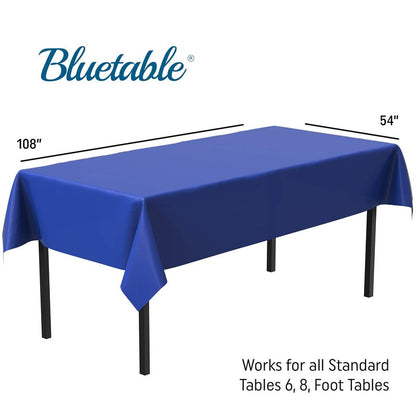 Plastic Tablecloth Disposable Blue (12 Pack) Bulk - Ultra Heavy Duty Table Cloth Rectangle (54” x 108”) 6 Foot or 8 Foot Tables, Premium Royal Blue Party Table Cloths Birthdays Christmas [12 Pack]