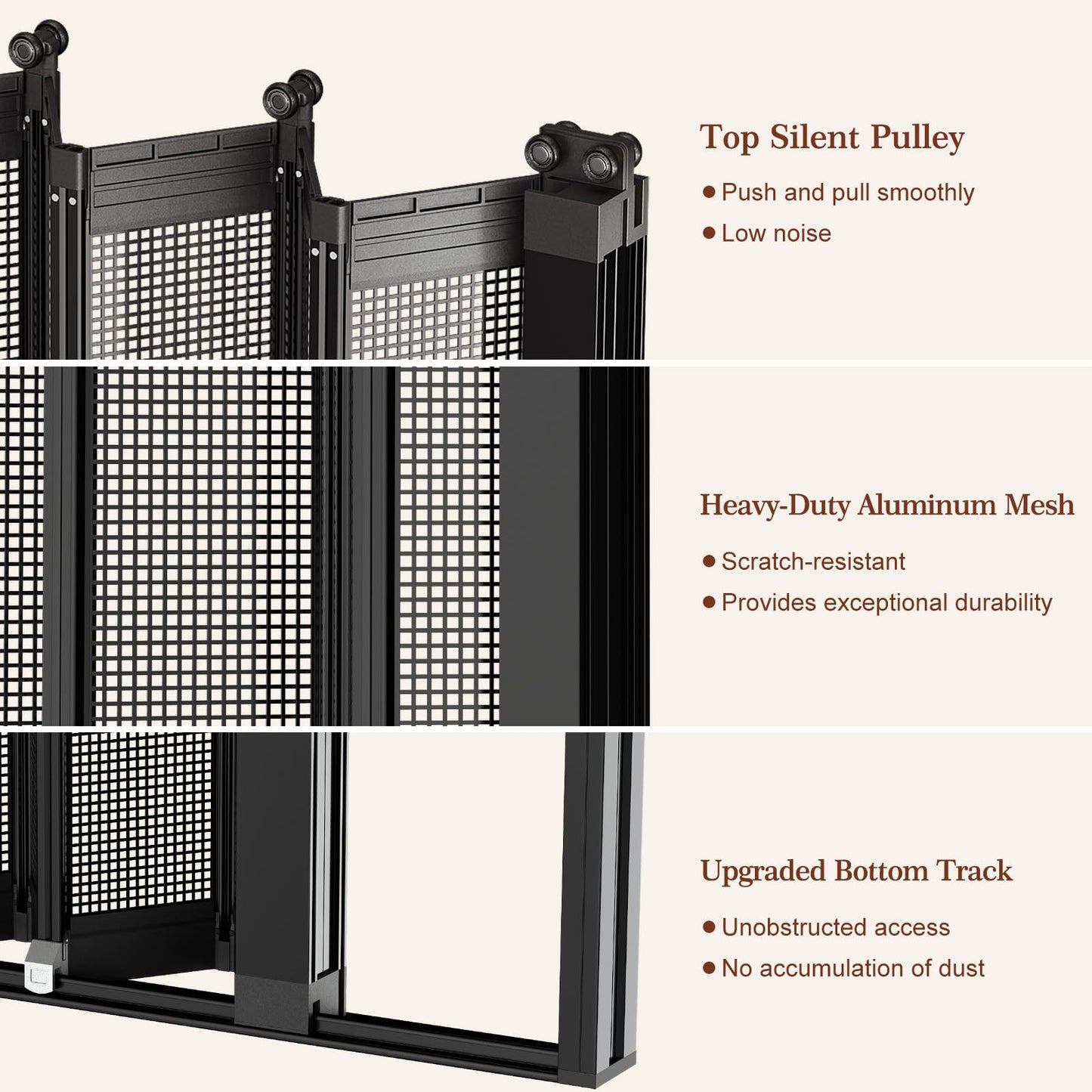 Yotache Retractable Screen Door Fits 36"x80" to 36.5"x80.5" Doors - Aluminum Frame & Pet-Proof Mesh - Magnetic Self-Latching Convenient Sliding Door with Left and Right Openings