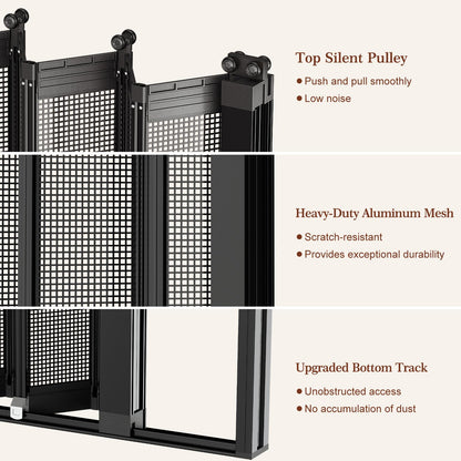 Yotache Retractable Screen Door Fits 36"x80" to 36.5"x80.5" Doors - Aluminum Frame & Pet-Proof Mesh - Magnetic Self-Latching Convenient Sliding Door with Left and Right Openings
