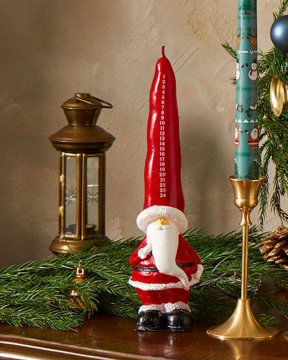 Christmas Taper Candles 10 Inch Unscented Santa Candlesticks for Christmas Table Decor, Winter Centerpieces, Advent Displays, Fireplace Mantel, Seasonal Home Decor,Red&White