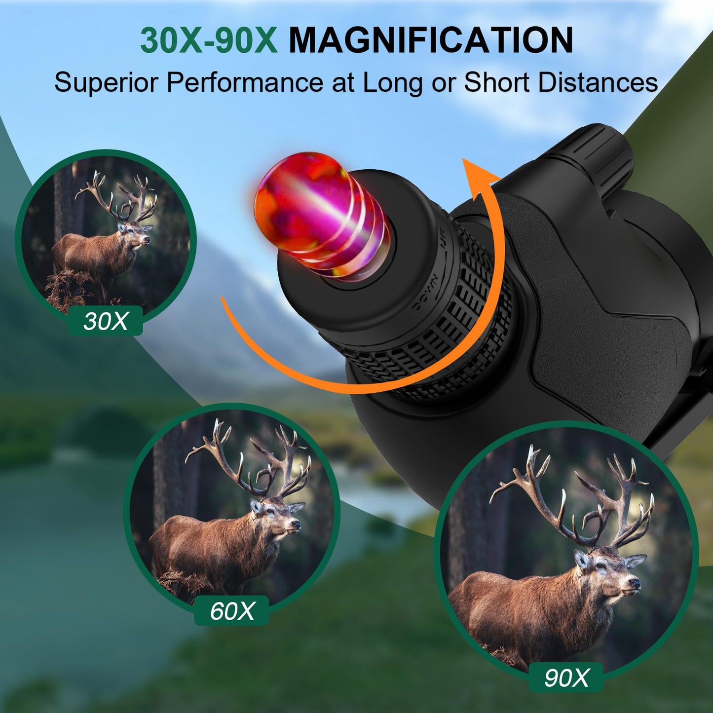 LULOLO 30-90x92 UHD Spotting Scope with Tripod Carrying Bag & Upgraded Phone Adapter - Super Bright BAK4 Prism Waterproof Spotting Scopes for Target Shooting, Hunting, Bird Watching