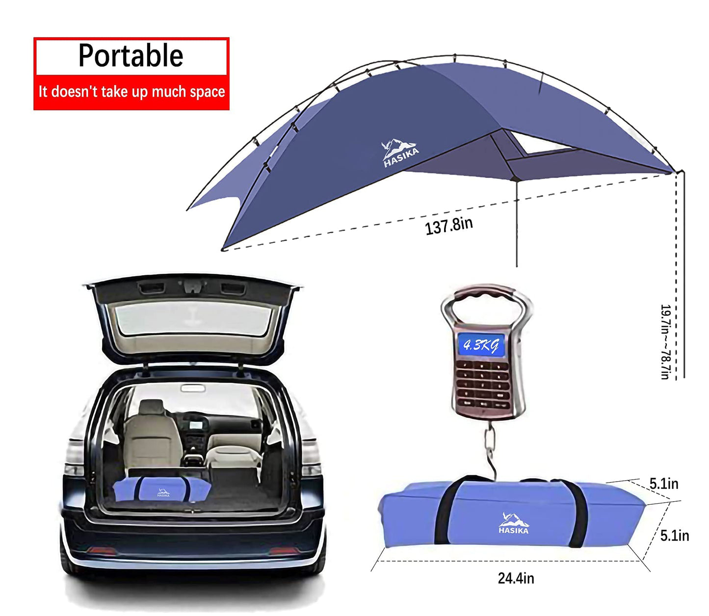 Hasika Waterproof SUV Tailgate Tent and Car Awning