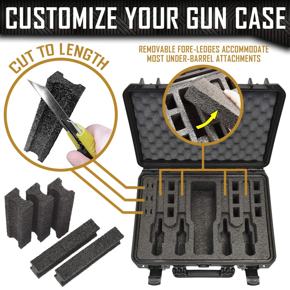 4 Pistol 12 Magazine Doro Gun Case with Custom MyCaseBuilder Foam Insert | Waterproof, Heavy Duty | Tactical Firearms, Ammunition and Accessory Holder | Hard Gun and Magazine Case | 18 x 14 x 7 Inches