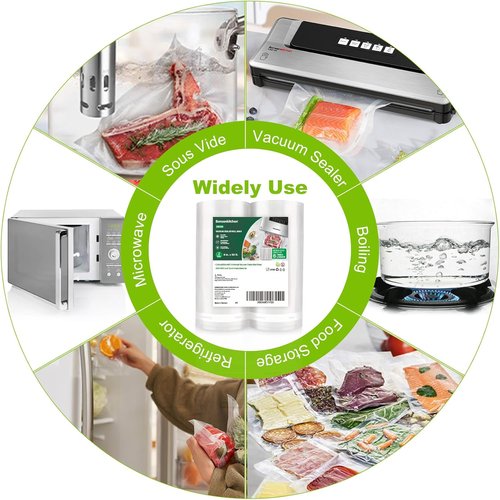 Bonsenkitchen Vacuum Sealer Bags - Heavy Duty 8" x 50' Rolls | BPA-Free Food Storage & Sous Vide Cooking