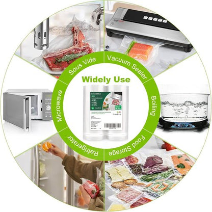 Bonsenkitchen Vacuum Sealer Bags - Heavy Duty 8" x 50' Rolls | BPA-Free Food Storage & Sous Vide Cooking