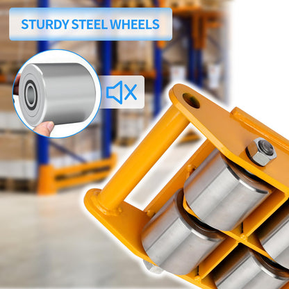 Dollate Heavy Duty Machine Skates 12T 26400lbs Machine Dolly Skate Machinery Moving Skate with 360° Rotation Cap, 8 Steel Wheels, Machinery Mover for Industrial Moving Equipment
