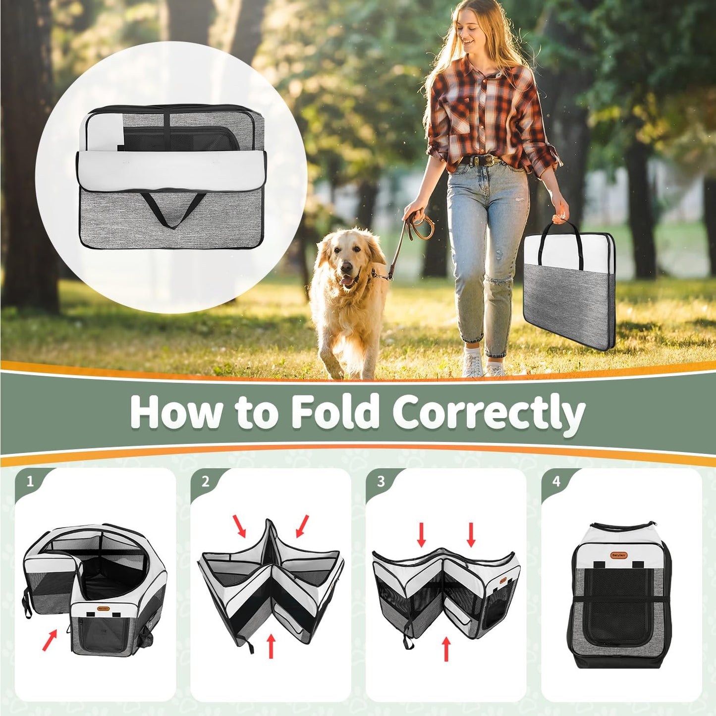 Seiyierr Dog Playpen, Portable Pet Play Pen Foldable Carrying Case, Puppy Pens Outsid for Small Cat Indoor/Outdoor, Removable Mesh Shade Cover