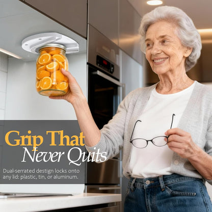 Skiennix Jar Opener - Ergonomic Grip Tool for Seniors with Arthritis | One-Handed, Stainless Steel, White