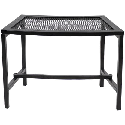 Sunnydaze Mesh Outdoor Curved Bench - Metal Patio Bench Set - Heavy-Duty Outdoor Seats for Backyard or Fire Pit - Black - Set of 2