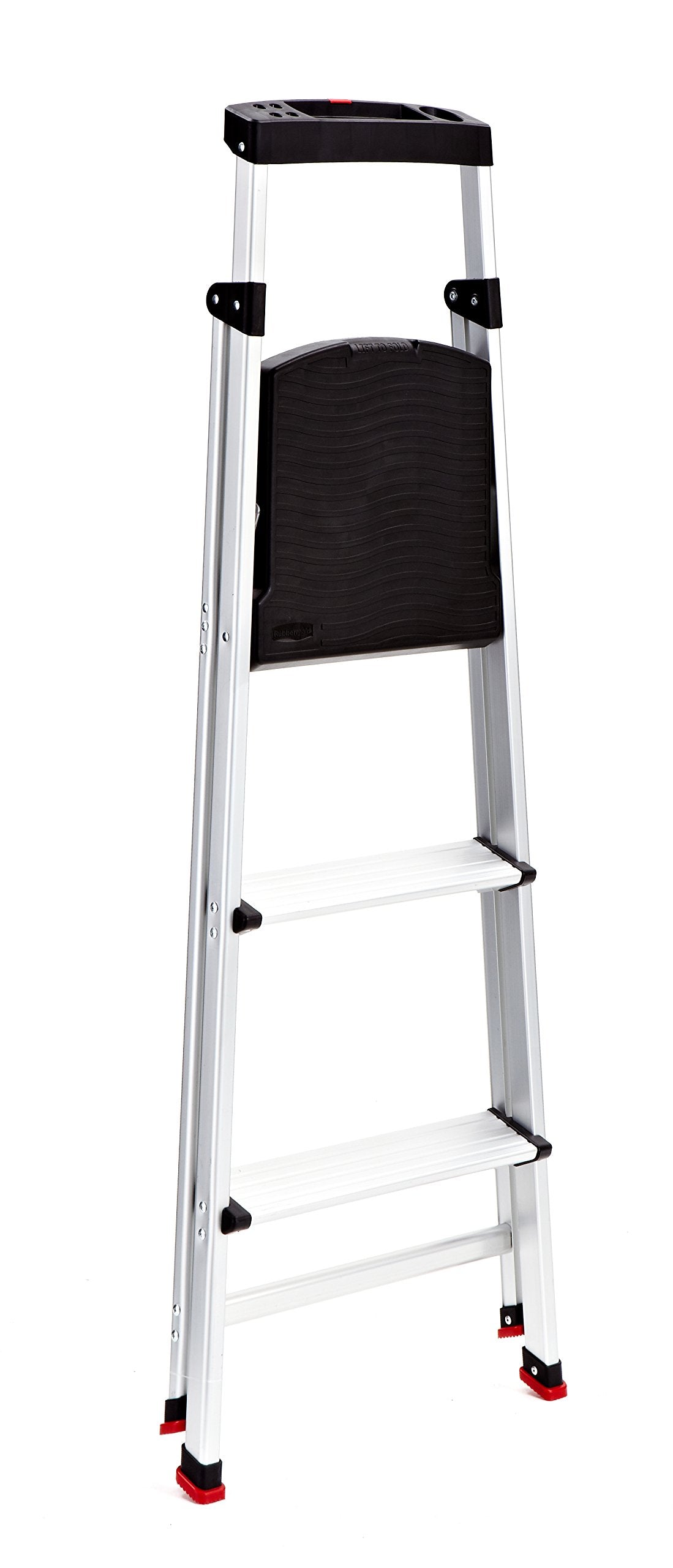 Rubbermaid 3-Step Ladder, Aluminum Lightweight Folding Step Stool with Project Top, Silver, Tested to US Safety Standards, No Assembly Required