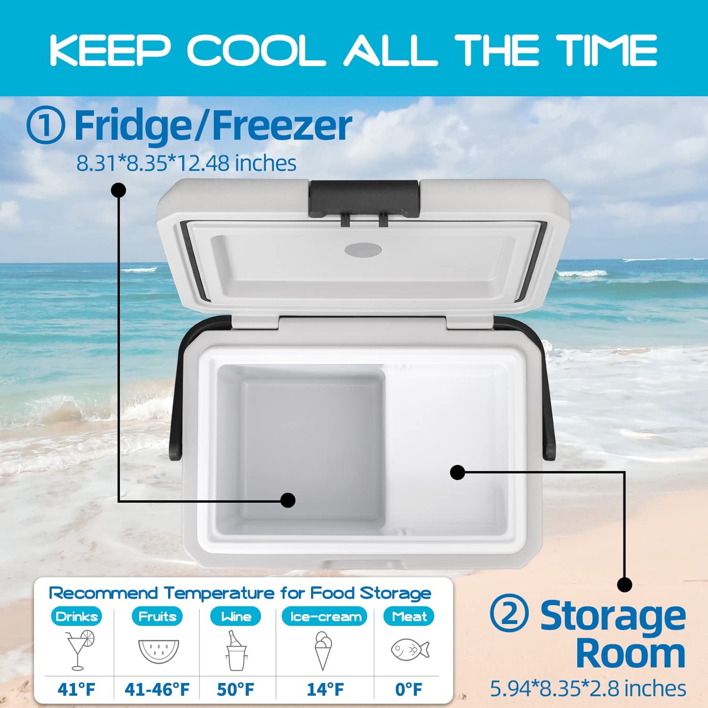 Alpicool P18 Portable Fridge 12 Volt Car Refrigerator 19 Quart Freezer for Fishing, Camping, RV, Truck, Boat-12/24V DC