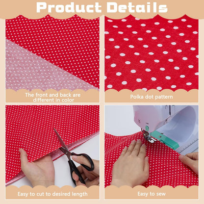 FINGERINSPIRE Red Mini Polka Dot Fat Quarters Quilting Fabric Bundles, 40x62 Inch Cotton Patchwork Fabric Sewing Craft for Handmade Craft Making Supplies Clothing Accessories