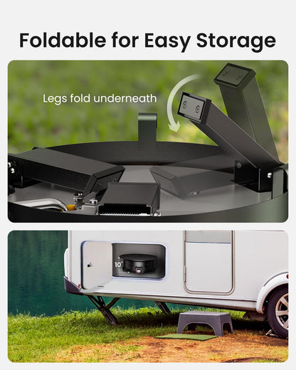 Ciays Large Propane Fire Pit 24 Inch, Gas Fire Pit with Grill Grate, Folding Legs, Hose Hooks, Propane Tank Holder, Cover & Carry Strap, Portable Outdoor Fire Pit for Camping, 58,000 BTU
