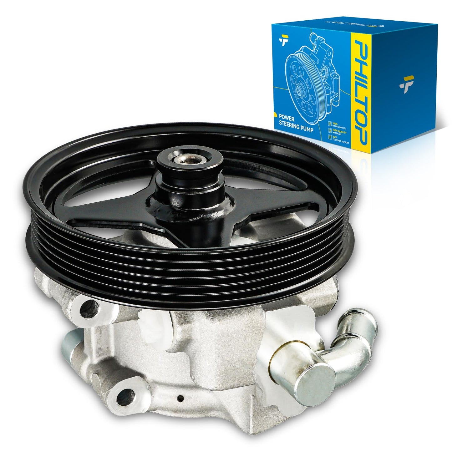 PHILTOP Power Steering Pump with Pulley 20-312P1 for 2004-2008 F-150 4.6/5.4L, Mark LT, 2003-2006 Expedition, Navigator, OE Replace 20312P1, 2L7Z3A674CARM, 2L7Z3A674BARM, 6L3Z3A674B, 7L3Z3A674C