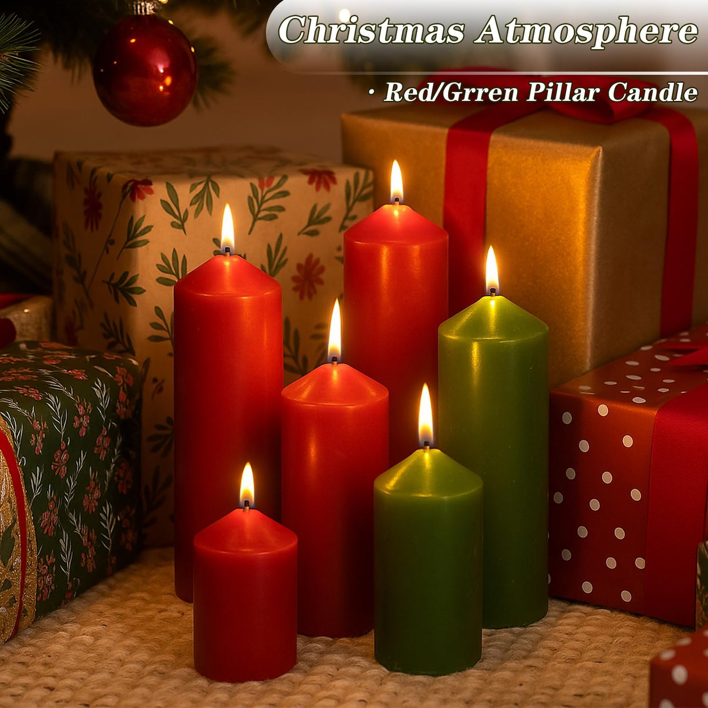 Veiuwa 36 Pcs Red Pillar Candles Bulk Set，Hurricane Candles，3 Different Lengths (12 Each)，Dripless Unscented Smokeless，Gives You a Better Atmosphere When Organizing Wedding or Event Party.