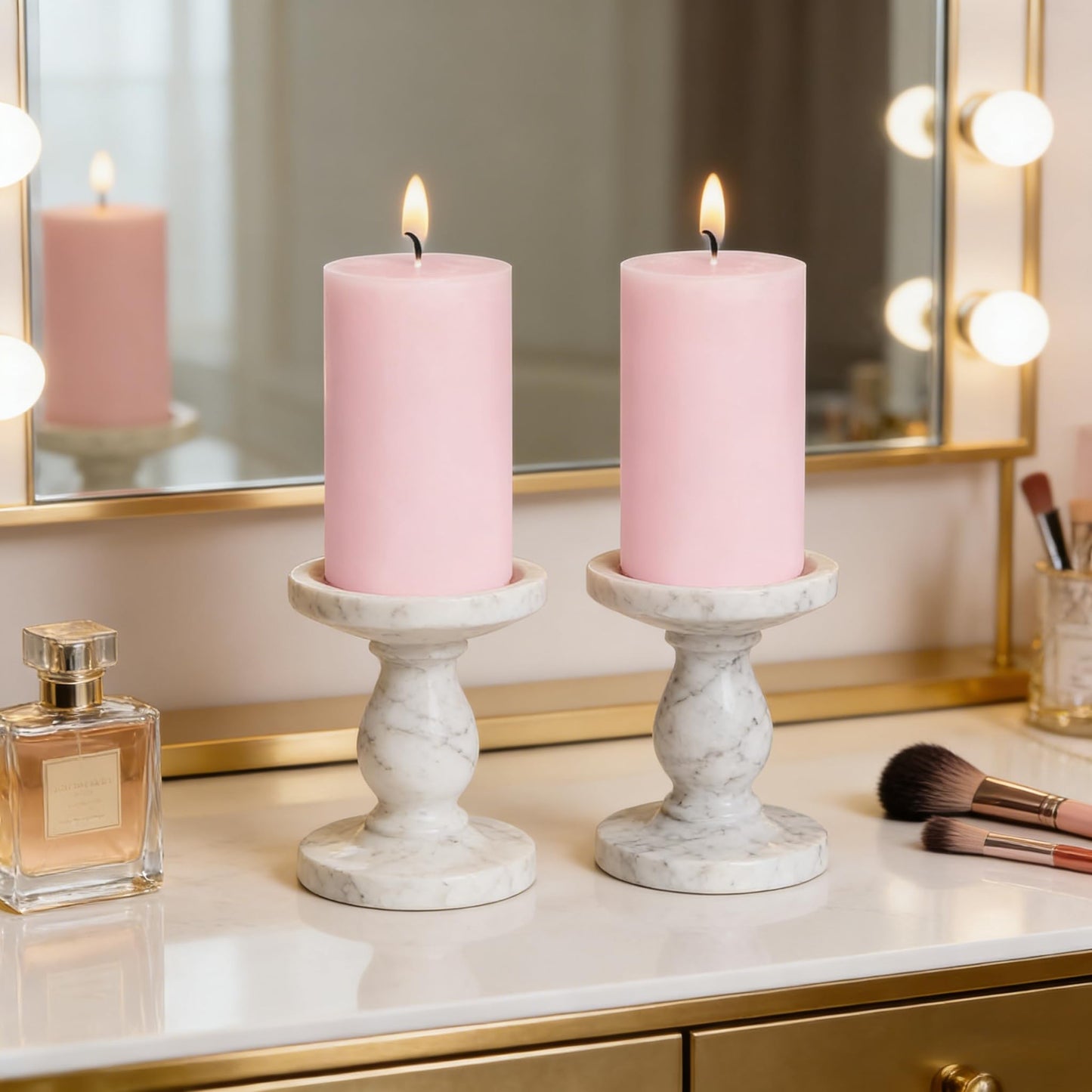 4-Pack Baby-Pink Pillar Candles 2 x 4 Inch – Unscented Dripless and Long Burning Candles, Good for Weddings, Parties, Dinner and Home Décor